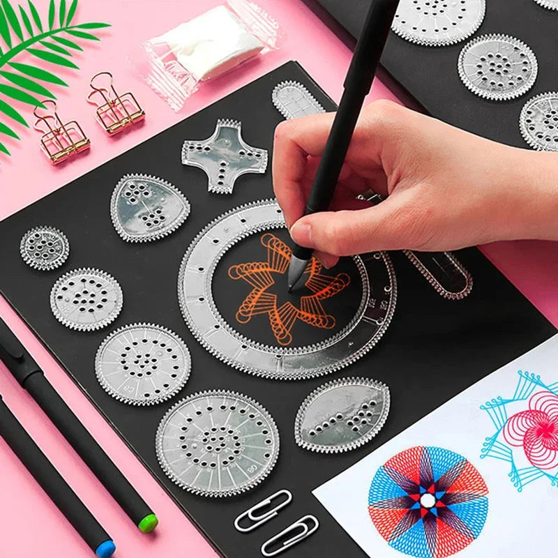 Spirograph Drawing Kit - Interlocking Gears & Wheels Set, Creative Geometric Art Toy for Kids Educational Gift