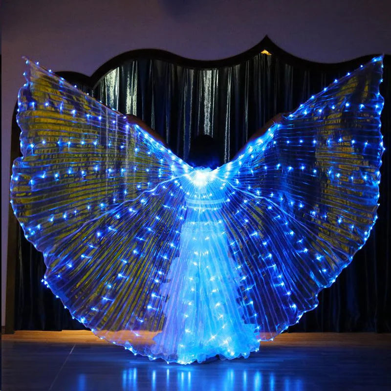 LED Luminous Butterfly Wing Belly Dancing Performance Costumes Stage Show Christmas Party Lighting Cloak Luminous Butterfly Wing