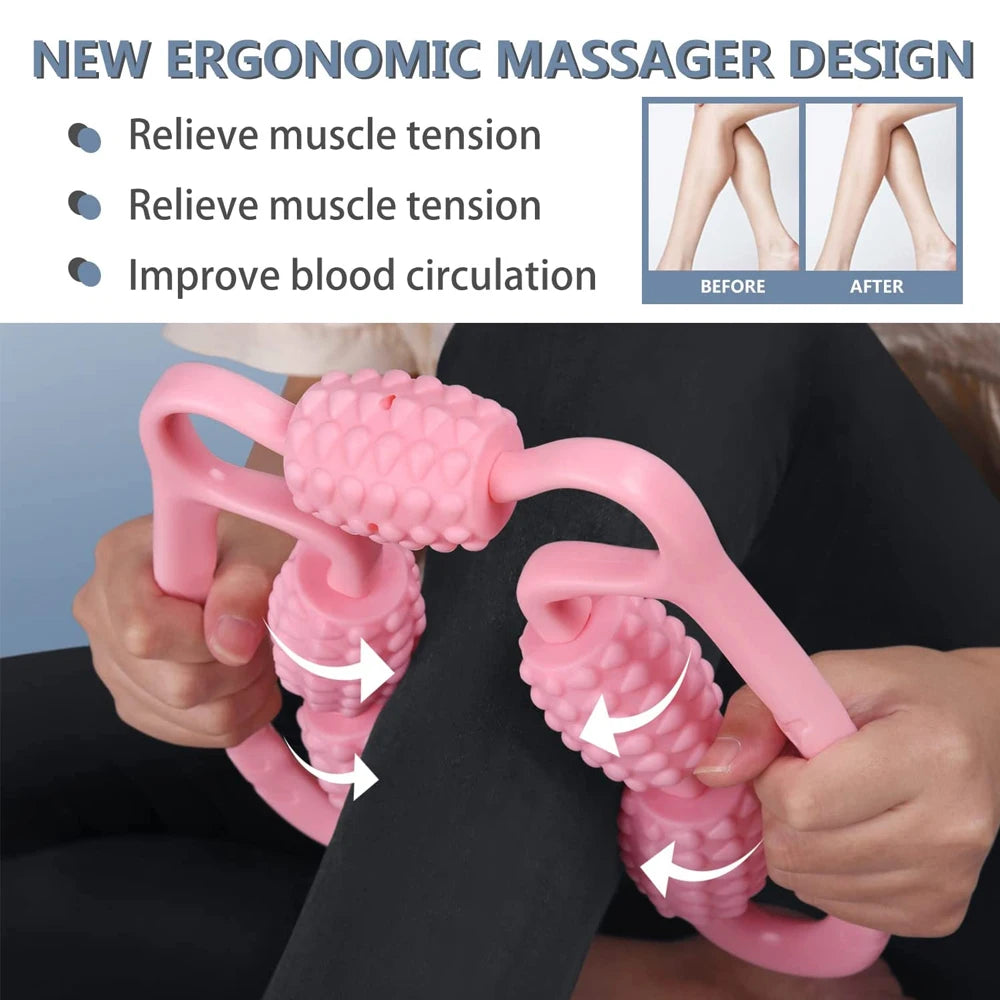Muscle Massage Roller for Deep Tissue 360° Manual Dual Angle Foam Massager Roller for Legs Neck Arm Waist Muscle Roller Massager