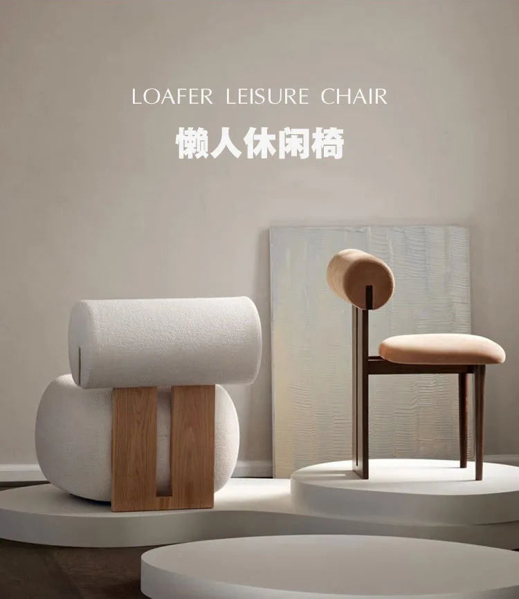 Homestaybalcony Lamb Velvet Single Sofa in The Ancient Style Leisure Back Sofa Chairs Cream Style Solid Wood Sofa Chair