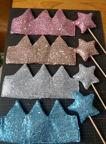 Baby Teddy Velvet Balloon Crown Hat Headwear Star Fairy Stick Happy Birthday Party Decoration Newborn Photography Accessories