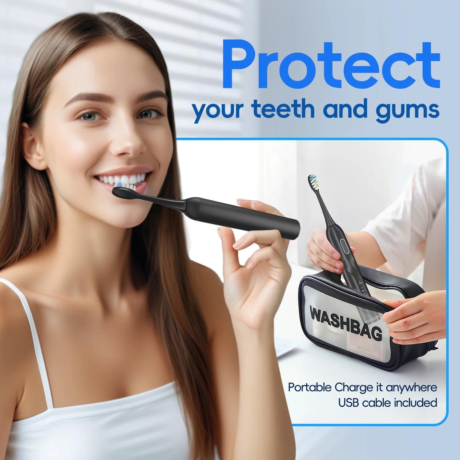 Electric Toothbrush 8 Brush Heads Sonic Electric Toothbrush with 40000VPM Deep Clean 4 Modes Rechargeable for Adults