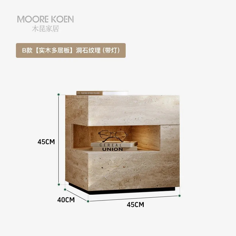 Wabi Sabi Minimalist Nightstands Rectangle Trendy Premium Glam Nightstands Bedroom Hidden Storage Mesilla De Noche Furniture