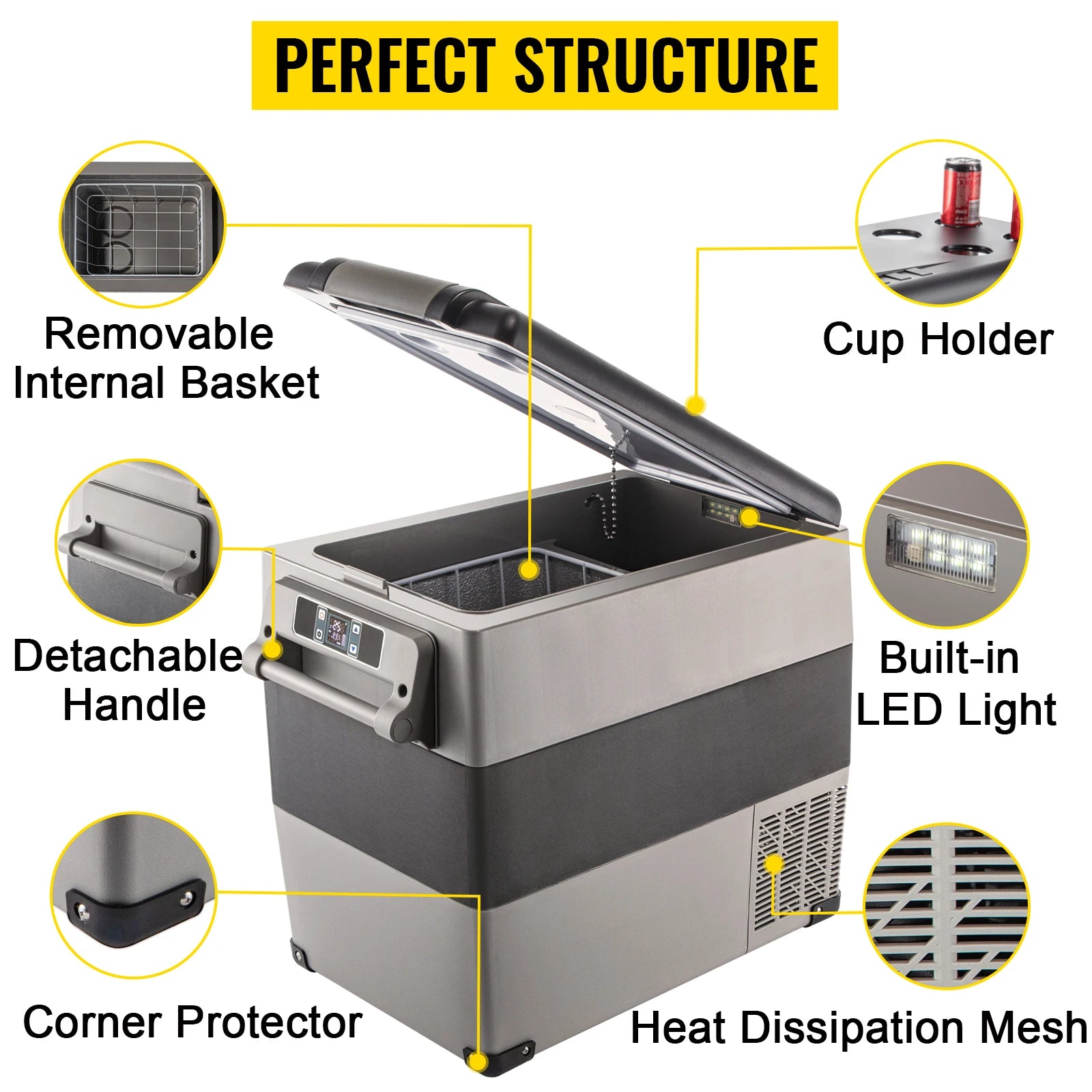 35L/45L/55L Car Refrigerator Mini Fridge Freezer Portable Compressor Cooler 12/24V DC 110-240V Ice Box for Camping