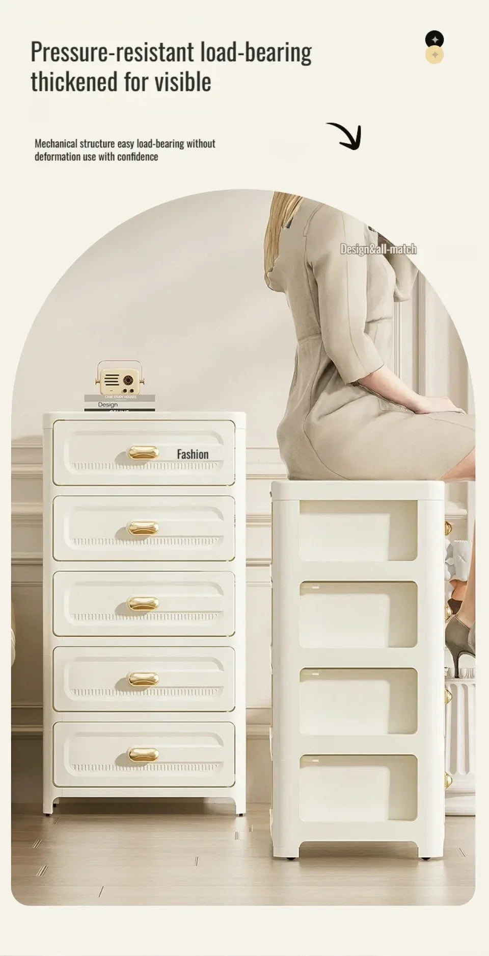 Home Minimalist Storage Cabinet Multi-layer Drawer Style Storage Cabinet Snack Storage Cabinet Home Storage Cabinet with Pulley