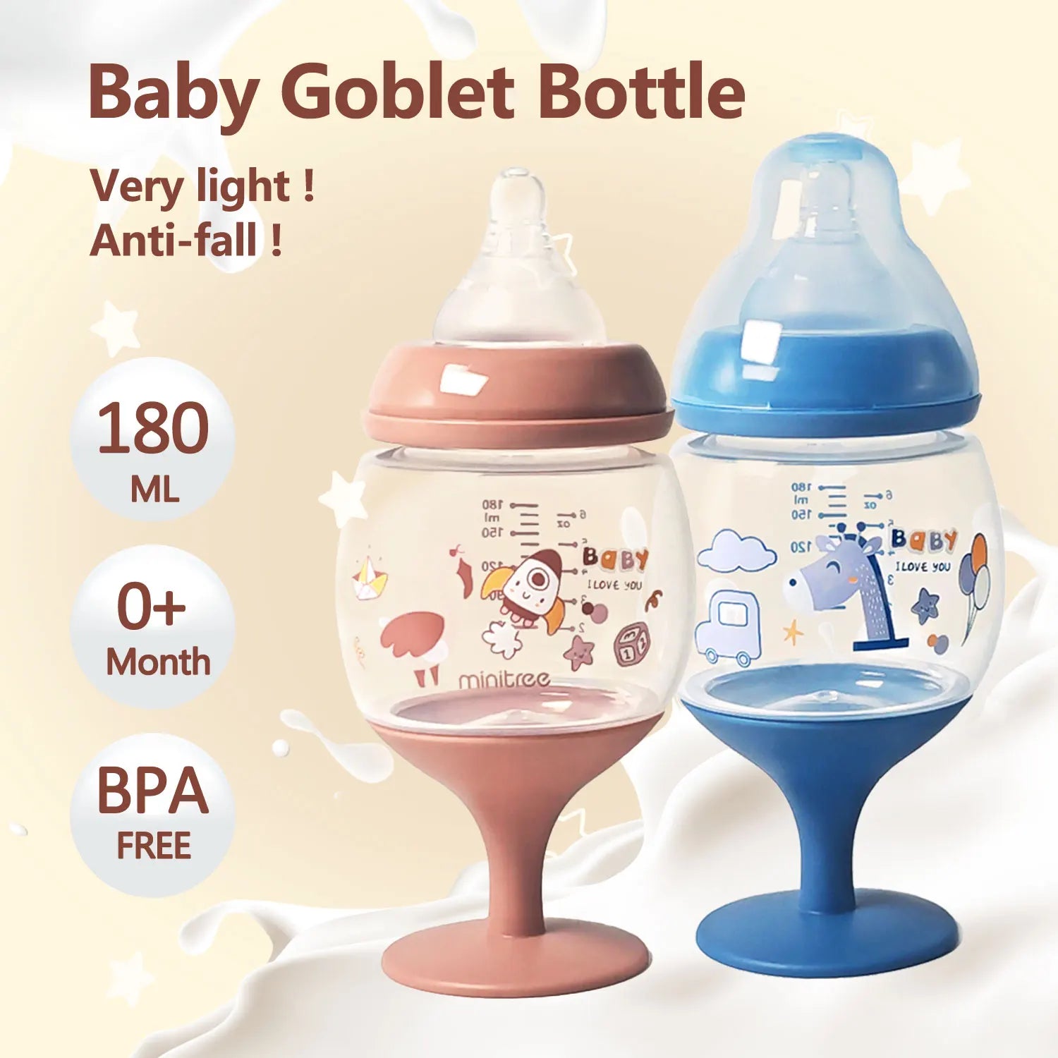 1PC180ml goblet baby bottle, photography accessories, baby drinking water, household cup, direct drinking juice, gift