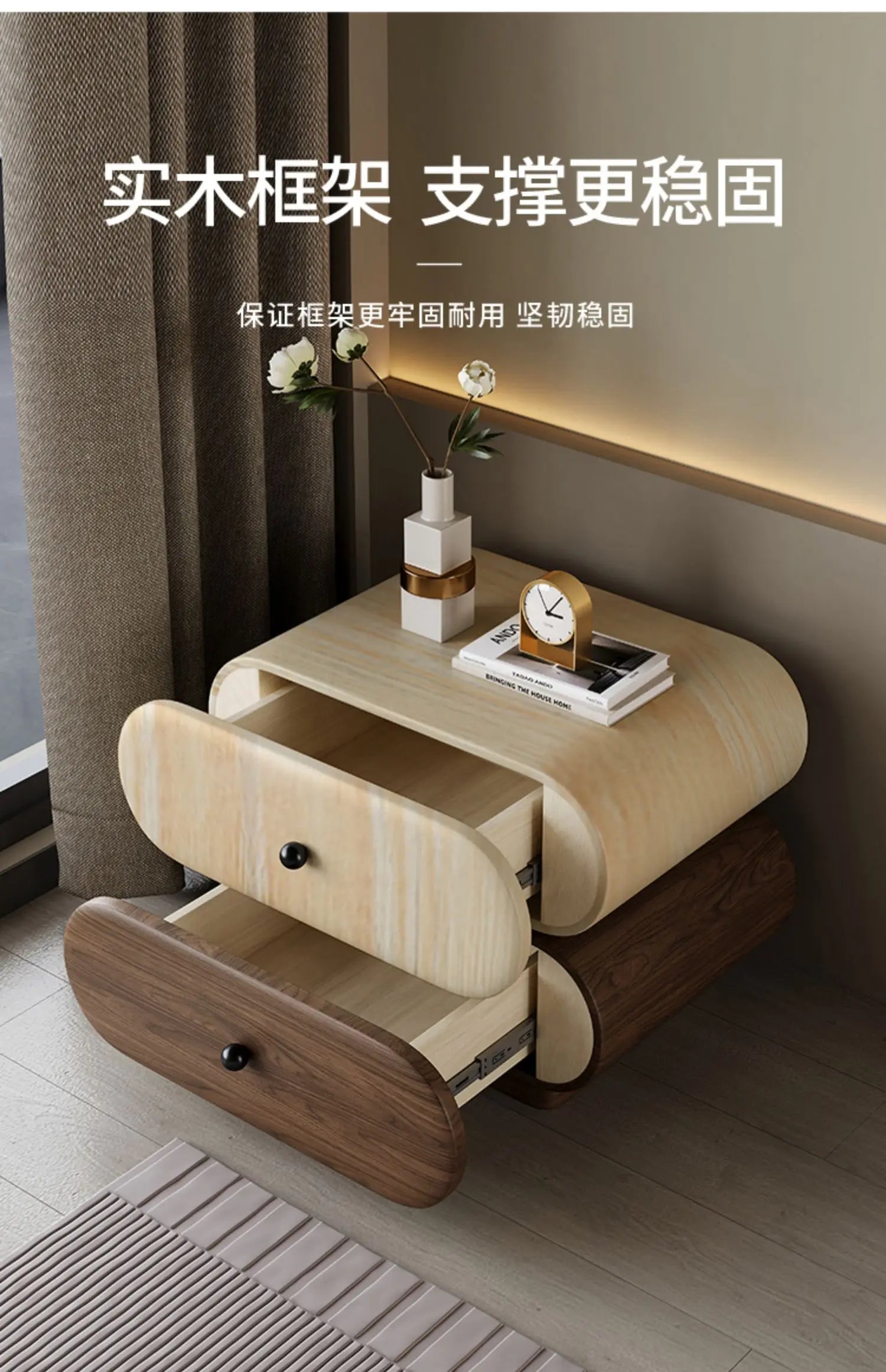 Glamour Cream Style Nightstands Tiny Cute Space Saving Bedside Tables Minimalist Luxury Mesitas De Noche Bedroom Furniture