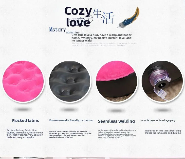 Inflatable Household Single Folding Bed Air Cushion Bed Double, Thickened Portable Air Bed Outdoor Inflatable Sofa