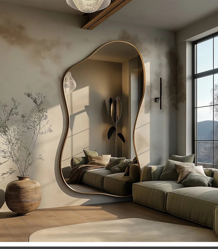 Large Size Full Body Mirror Standing Art Wall Luxury Irregular Frame Accent Unique Mirror Xenomorph Espelhos Trendy Furniture