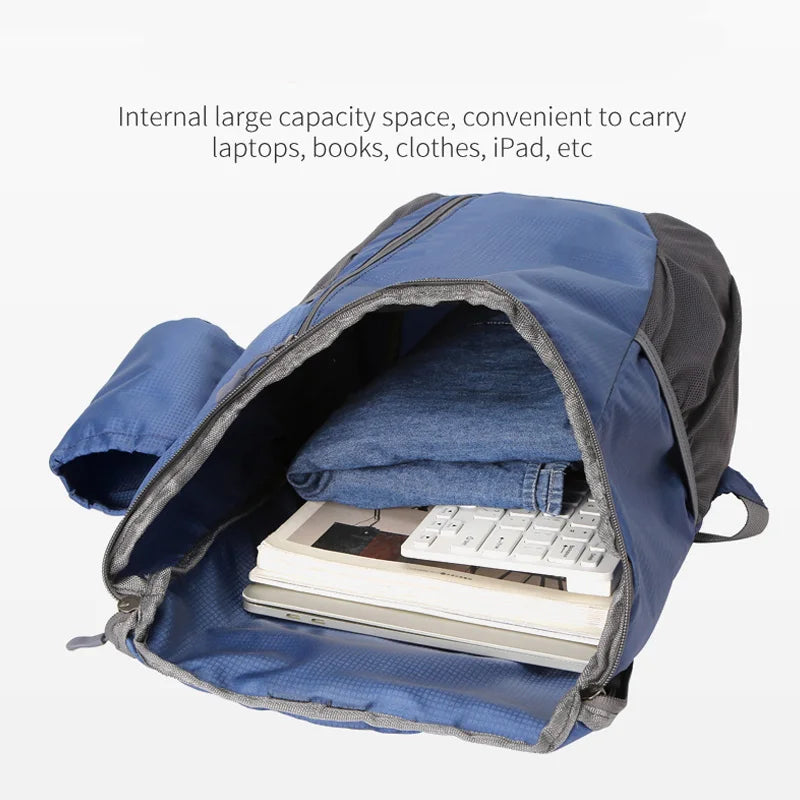 Minimalist Large Capacity Folding Backpack Unisex Portable Waterproof Outdoor Travel Sports Backpack Nylon Unisex Casual Backpac