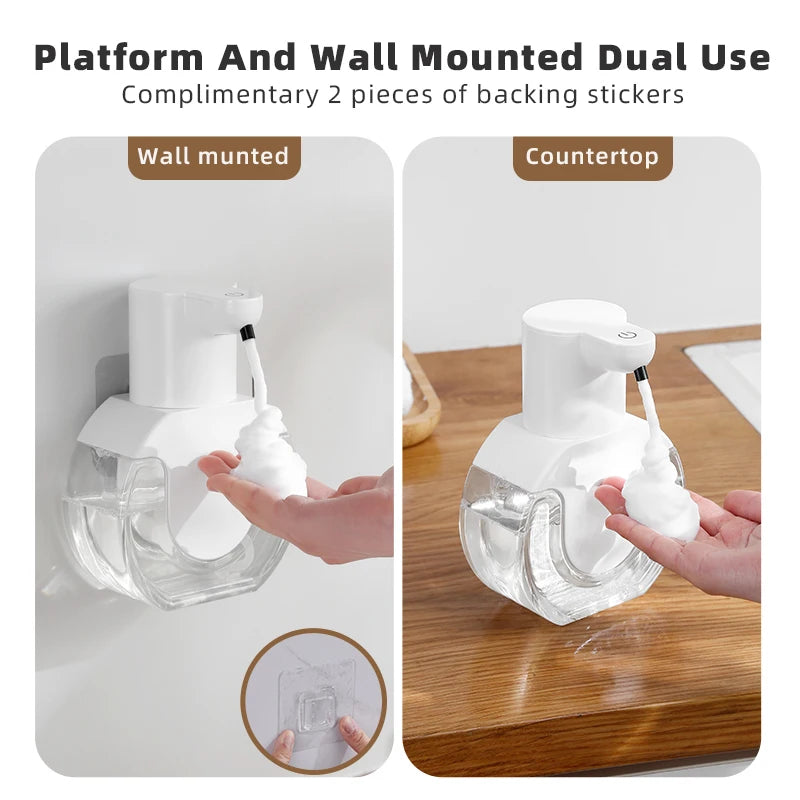 New Wall Mounted Automatic Soap Dispenser Foam Smart Hand Washing Machine 420ml Liquid Rechargeable Bathroom Induction Sensor