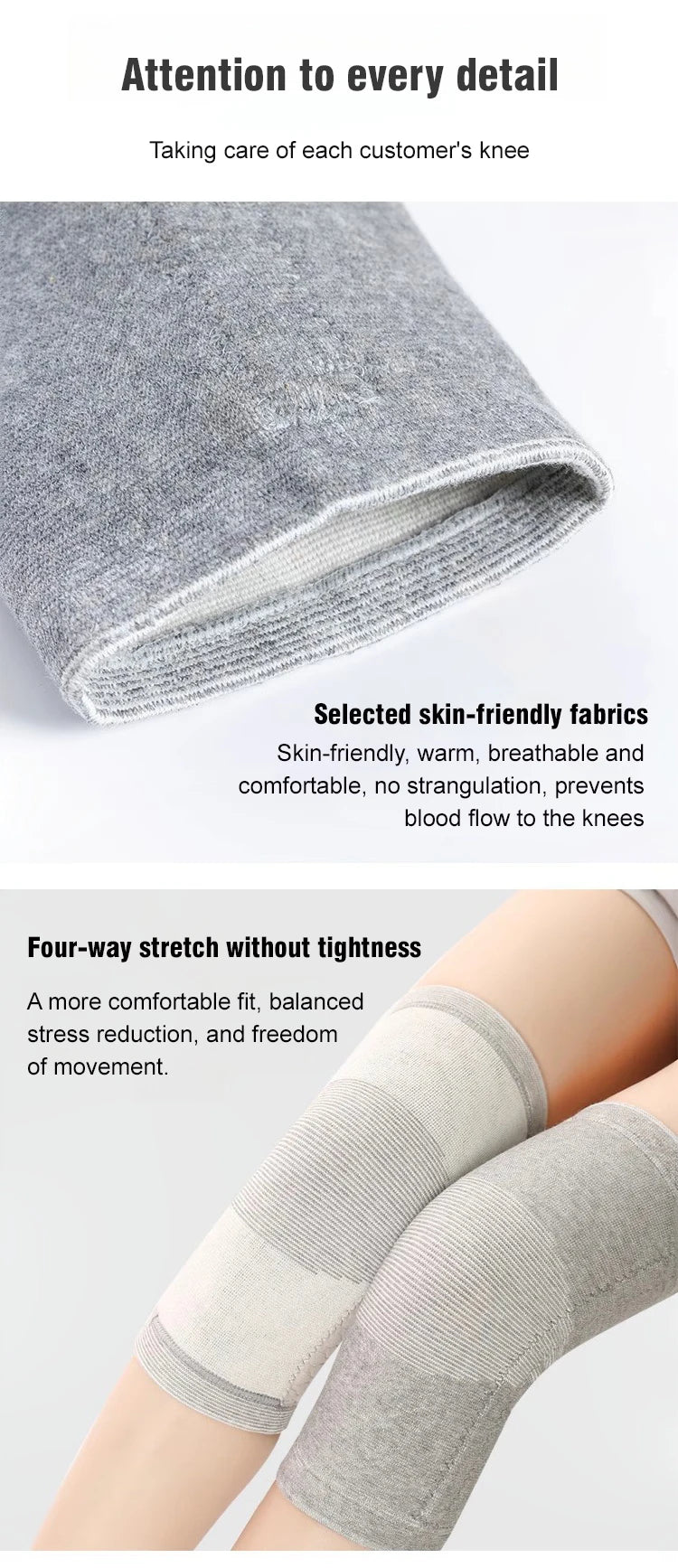 Bamboo charcoal knee pads Breathable knee pads Two-side elastic breathable warmth cold health care knee protection old cold legs