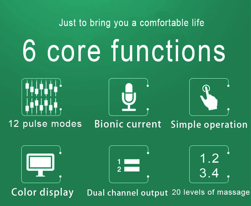 Electric 12 Modes TENS Acupuncture Physiotherapy EMS Muscle Stimulator Pulse Meridian Therapy Machine Body Relaxation Healthcare
