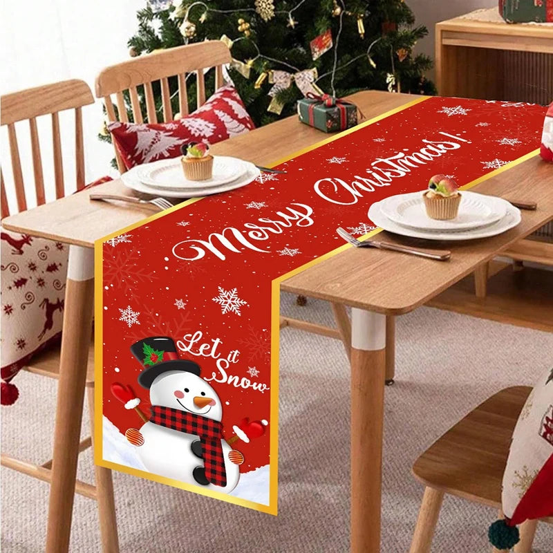 Christmas Table Runner Christmas Party Decoration 2025 Xmas Santa Claus Snowman Table Runner Navidad Natal New Year Gift 2026