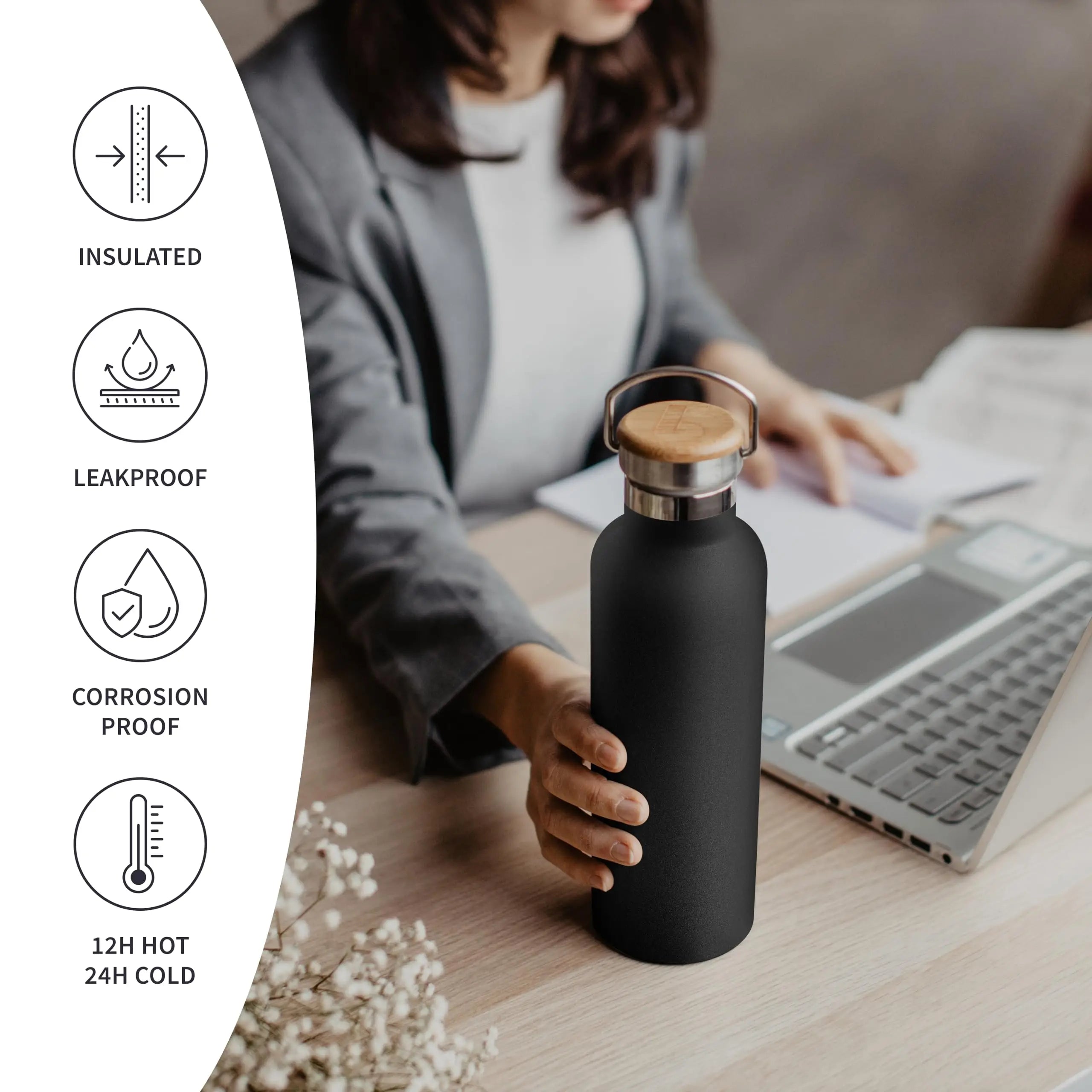 Custom Matte Stainless Steel Insulated Bottle Personalized Double-Wall Vacuum Flask  Keep Hot Cold Water Bottle Office Drinkware