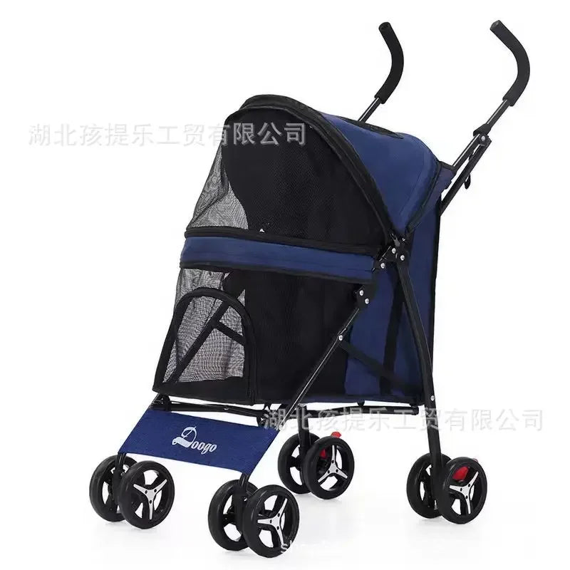 Lightweight Folding Pet Stroller Cat Dog Four Wheel Stroller Pet Out Teddy  Cat Stroller