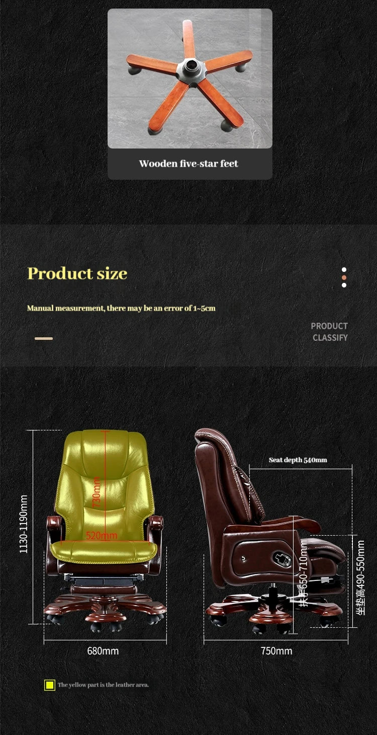 Leather Wheel Office Chair Support Design Relax Modern Massage Chair Chaise Mobile Comfy Luxury Silla Oficina Office Furniture