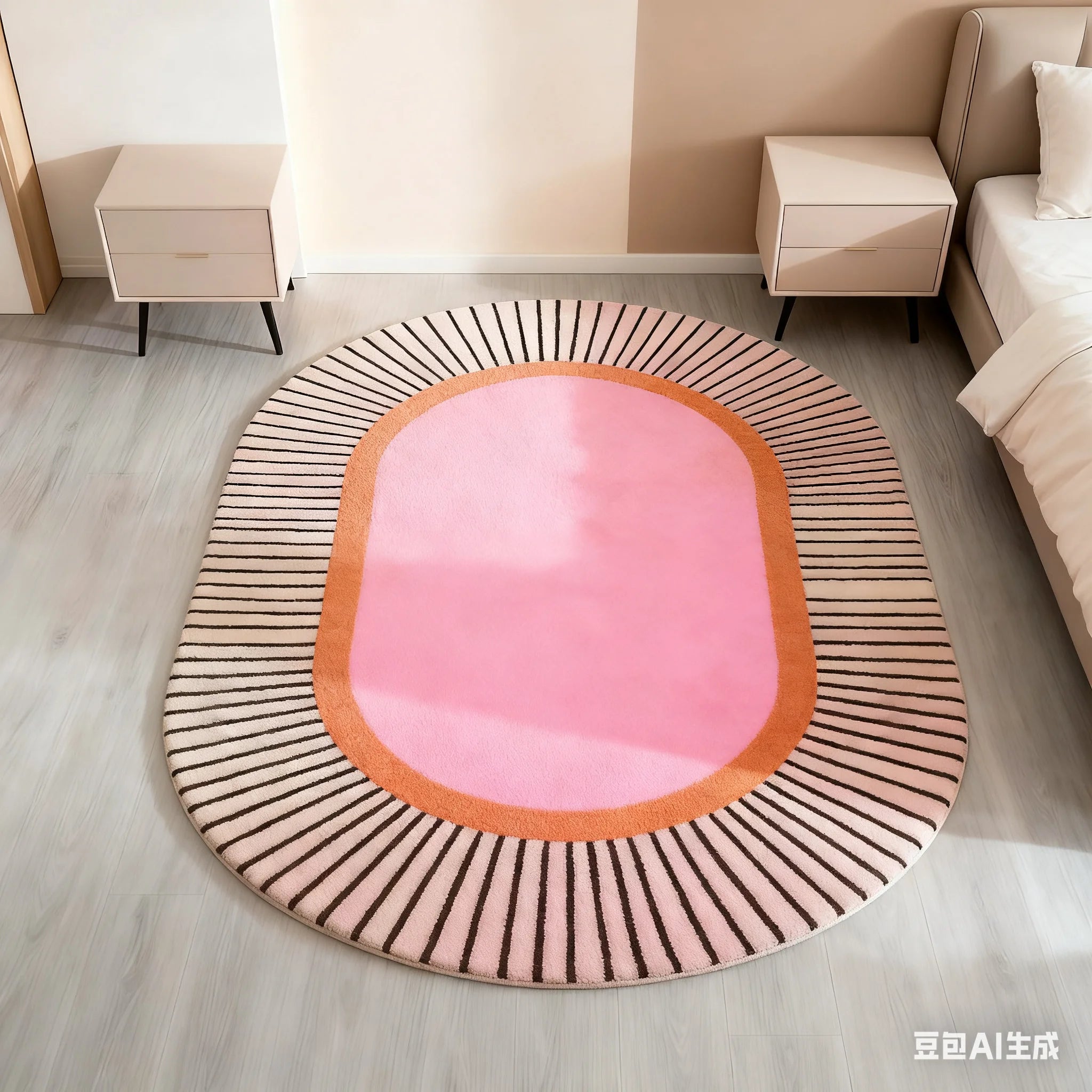 Modern Style Bedroom Decor Line Carpet Anti-slip Carpets for Living Room Thick Plush Lounge Oval Floor Mat Fluffy Soft Study Rug