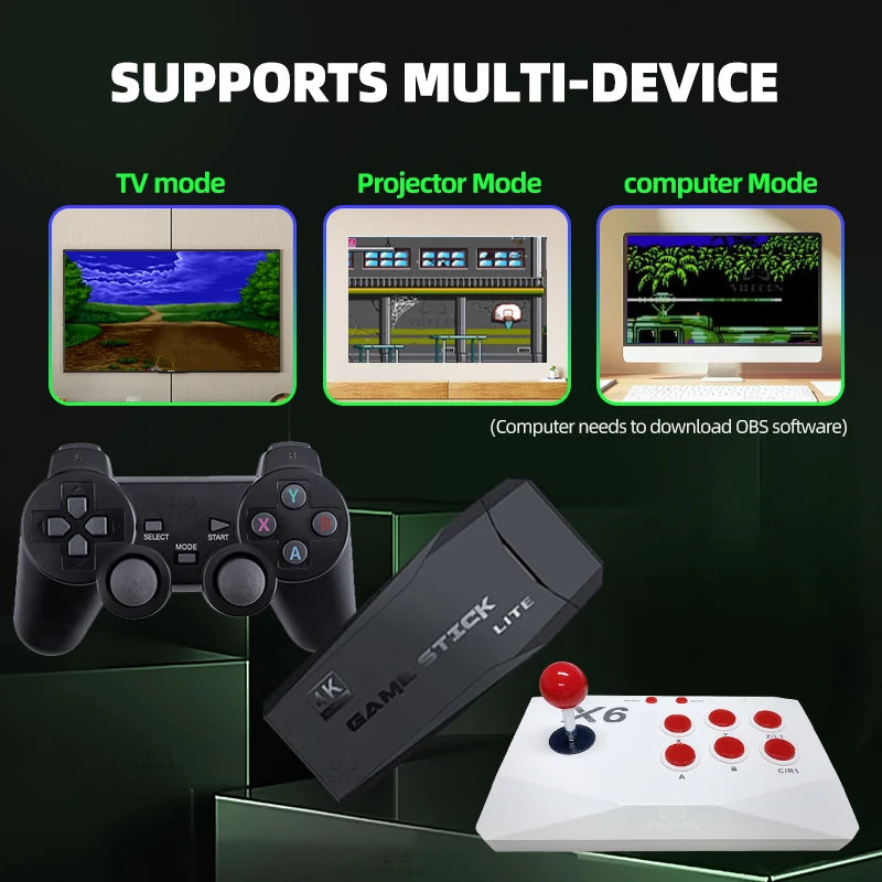 Arcade Video Game Console 4K HD Retro Games Stick For Mame FBA PS1 Arcade Emulator With Dual Joystick