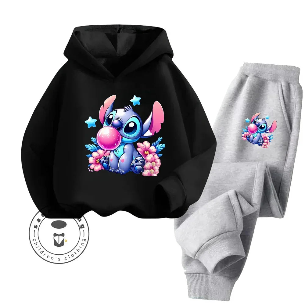 Cheap Popular Simple Stitch Long Sleeve Boy Girl Casual Wear Fun Graphics Everyday Style Energetic Spring Fall Sweatshirt Set