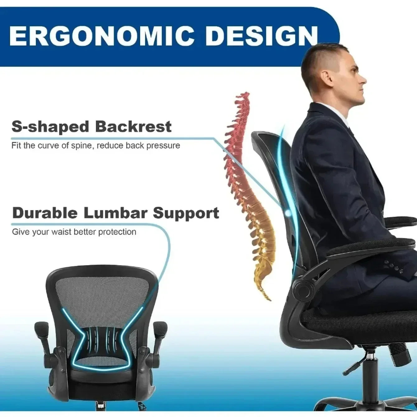 Breathable Office Gaming Chair Ergonomic Elastic Sponge Computer Desk Chair 3D Breathable Mesh Fabric Home and Office Furniture