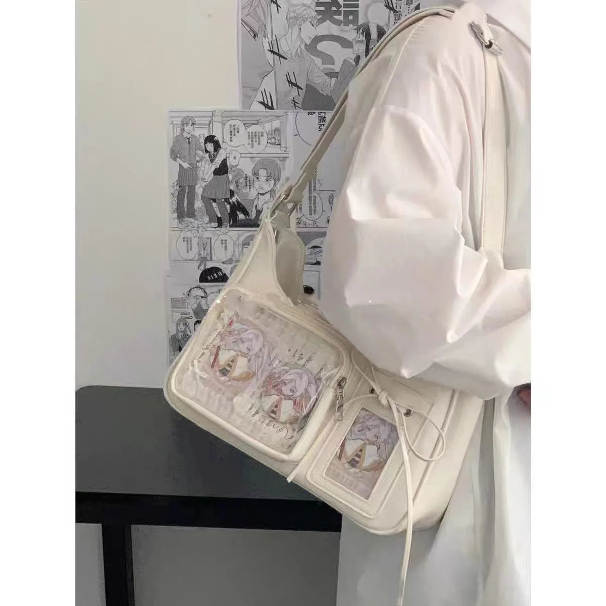 Y2k Harajuku Shoulder Bag Women Korean Transparent Ita Bag School Crossbody Bag Female Japanese Designer Preppy Handbag Purse