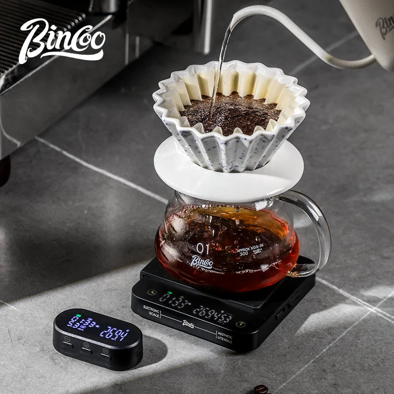 Bincoo Professional Coffee Scale Electronic Scale Coffee Powder Weighing Accurate Weight 0.1g Split Screen Display Barista Tool