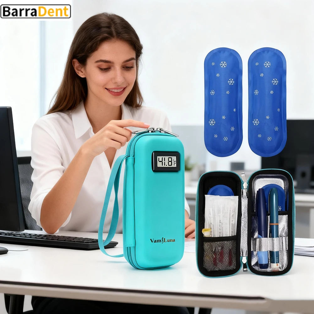 Waterproof Insulin Cooler Daily Travel Case with 2 Ice Pack With Thermometer Display Diabetic Cooler Medication Refrigerated Bag
