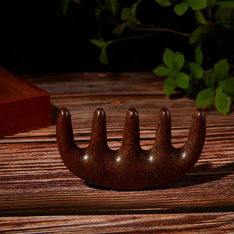 1pc Wood Texture Massage Comb Wood Therapy Head Face Scalp Massager Natural Facial Sandalwood Wide Tooth Scraping Body Massage