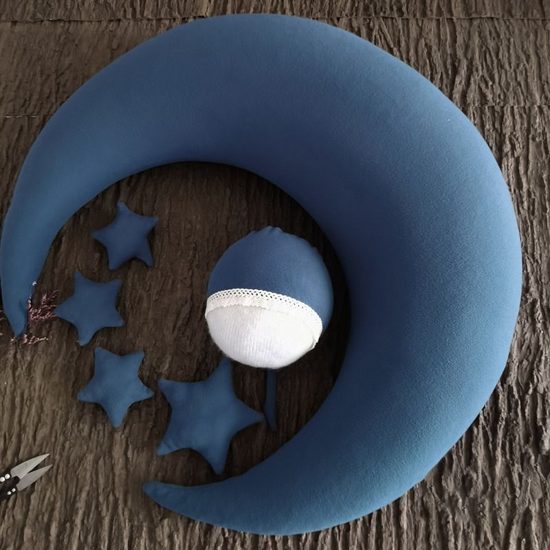 ❤️Newborn Photography Props Accessories Posing Crescent Pillow+Stars+Hat 6Pcs/Set Studio Baby Photo Decoration Moon Fotografia