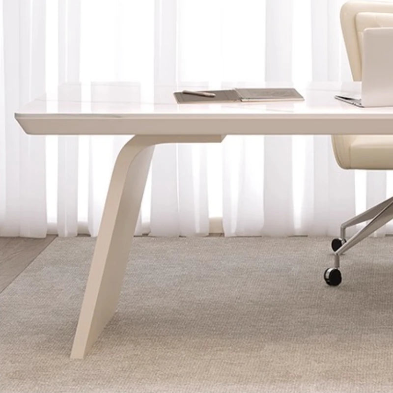 White minimalist office desk modern Elegant high-end design executive desk Mid century luxurymesa ordenador interior furniture