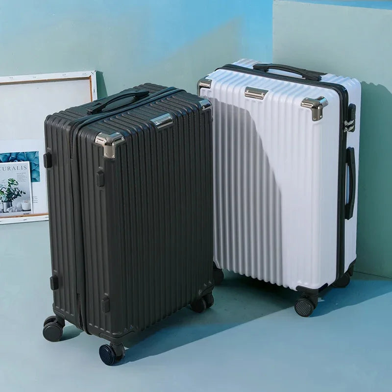 Men's Luggage 22-24 Inch Large Capacity Thickened Durable Travel Suitcase with Password Lock Student Suitcase Leather Carry-On