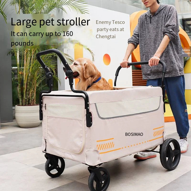 Double Door Isolation Upgraded Pet Stroller Large Dog for Outdoor Travel Portable Foldable Elderly Disabled Dog Outdoor Stroller