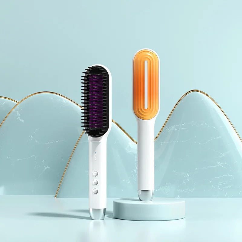 Hot Sale PTC Heating Smart Steam Hair Straightener Brush Smoothing Flat Iron Curly Hair Straightening Comb Electric Hair Brushes