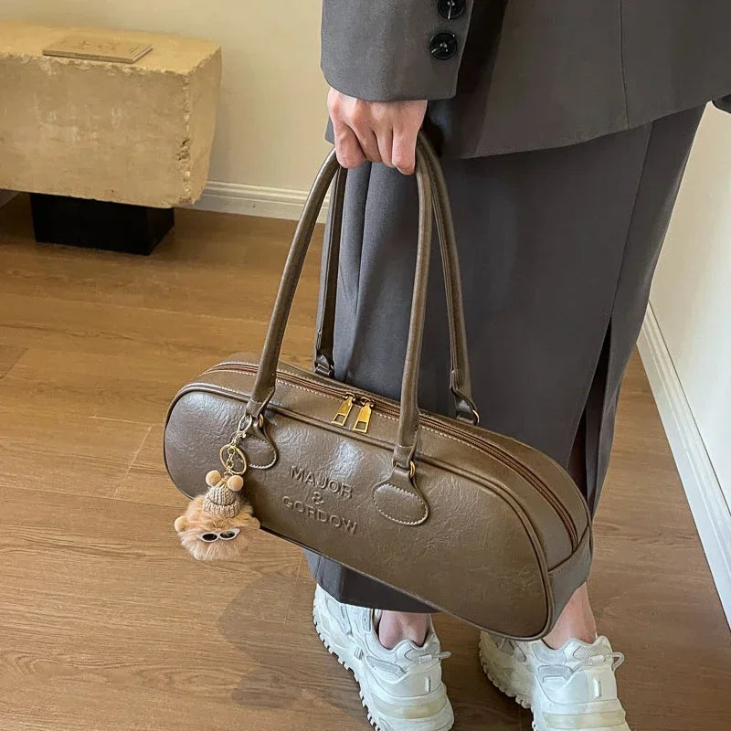 Pu Solid Sewing Zipper Shoulder Bags Soft Baguette Type 2024 High Quality Bags for Women Large Capacity Women's Handbags