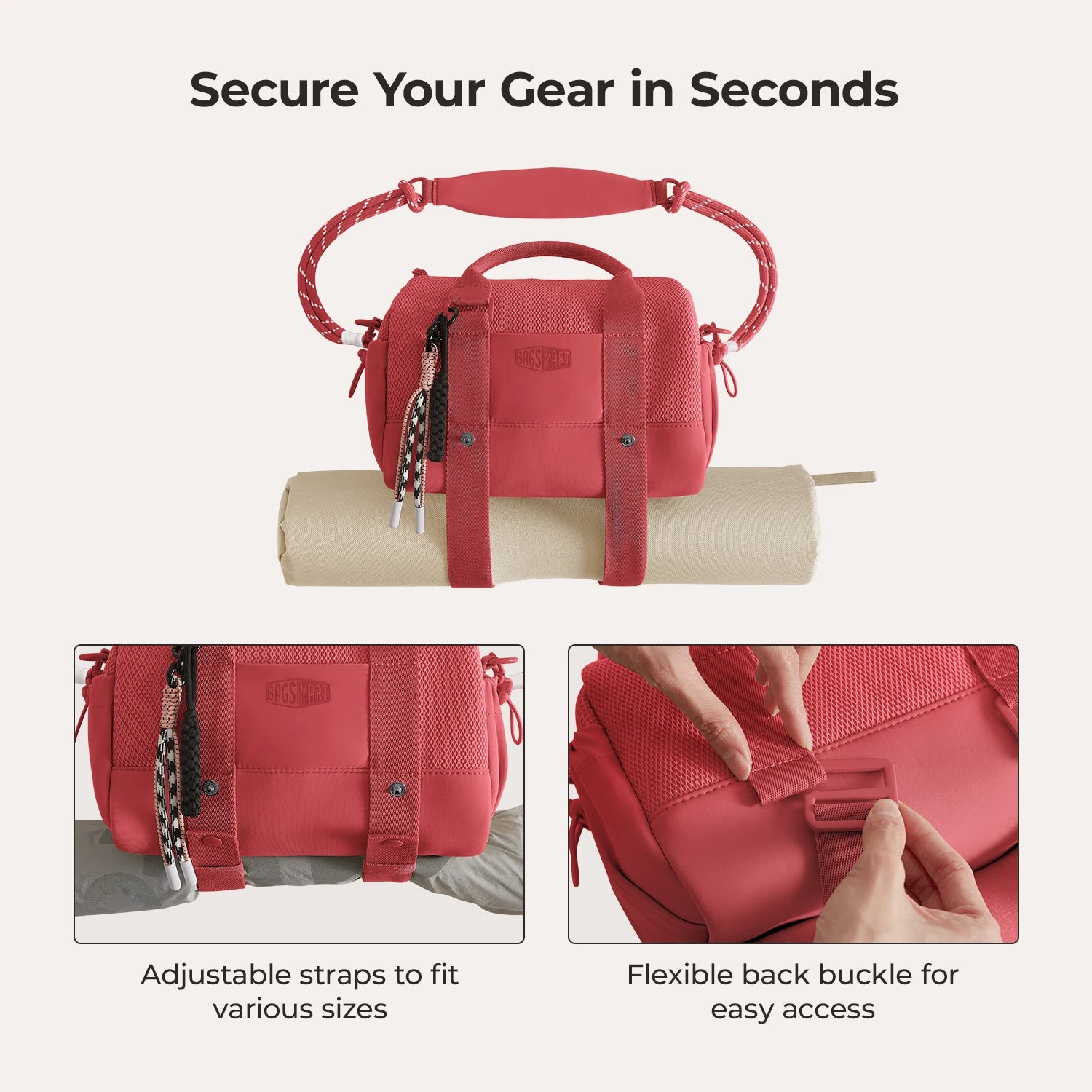 BAGSMART Boston Bag for Women Mini Duffel Shoulder Crossbody Bag Waterproof with Wet Pocket Gym Travel Daily Beach Weekender