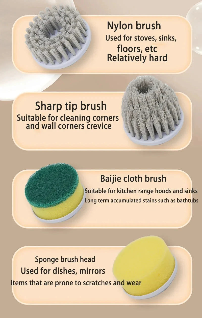 Xiaomi Electric Scrubber LED Display Cleaning Brush Waterproof High Speed Powerful 4head Cleaning Brush For Bathroom Kitchen