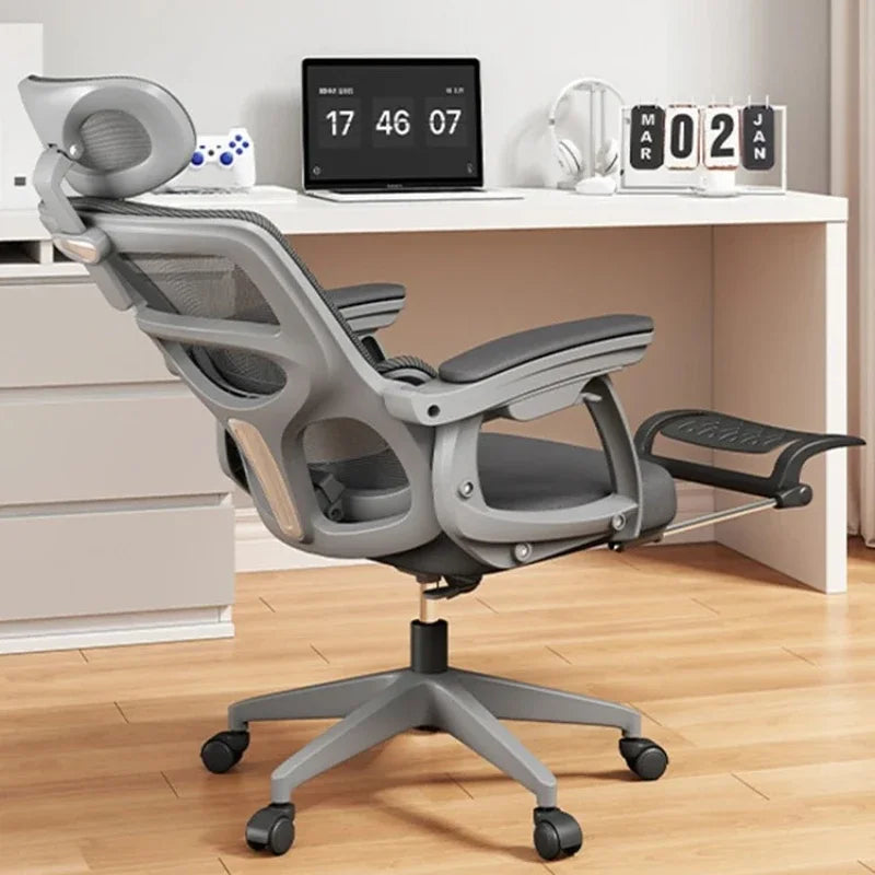 Ergonomic Office Chair Liftable Mesh Computer Chair with 4D Lumbar Support Home Office Swivel Chair with Latex Seat Cushion