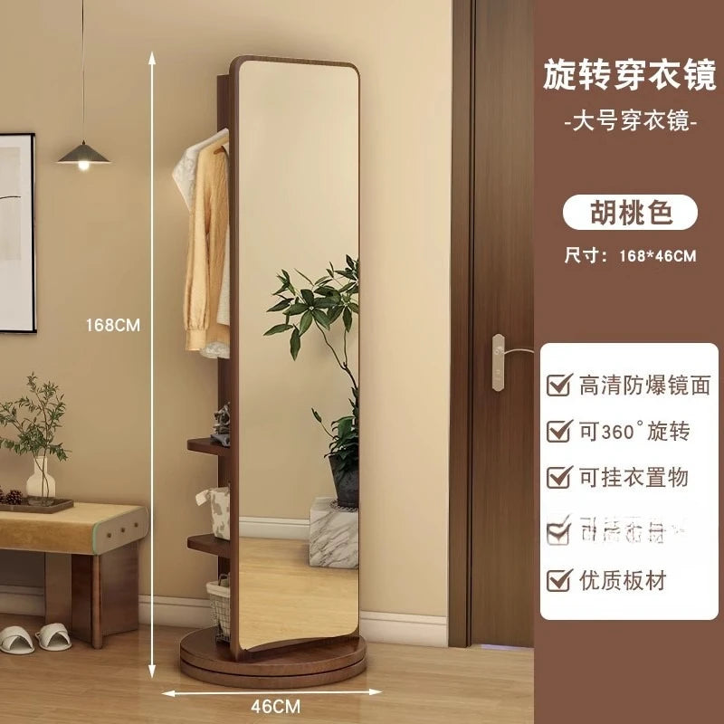 Removable magazine bookshelf rotating full-length mirror vertical full-body floor rotating storage integrated fitting mirror