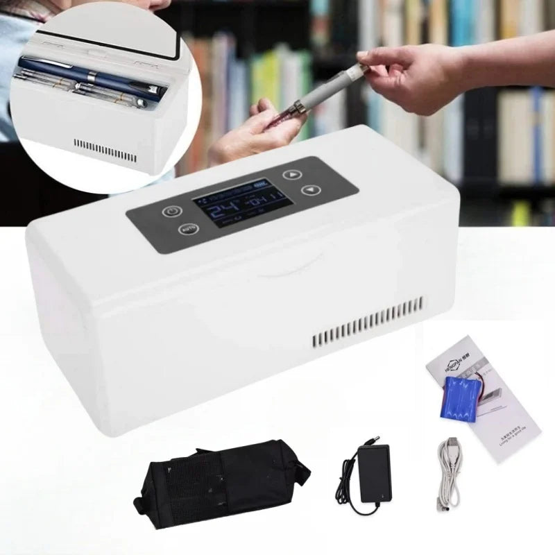 Rechargeable Mini Insulin Cooler Refrigerator Case Insulated Box Reefer Car Constant Temp 2-8℃ Organizer Storage for Travel