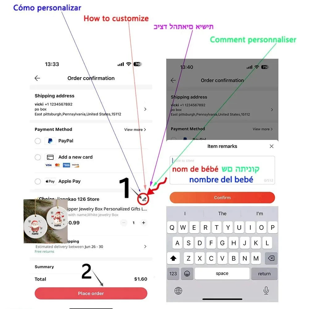 Personalized Christmas Ornament Custom Name Xmas Ornaments Baby Gift Photo Ornament Photography Accessories Holiday Decoration