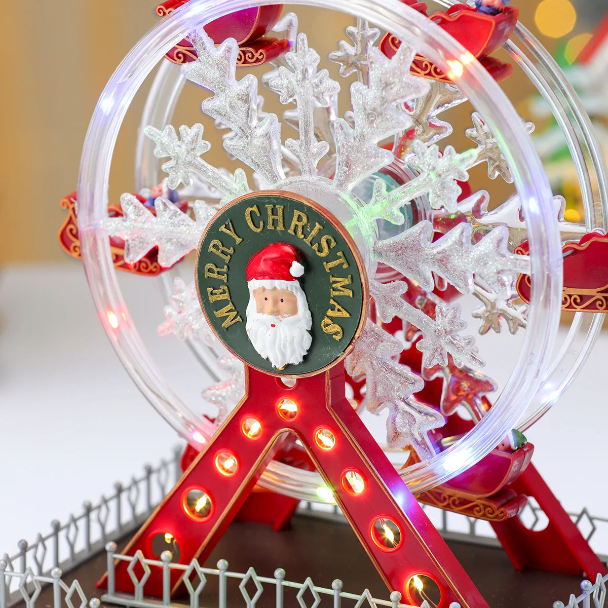 Xmas Santa Claus Spinning Light Up Ferris Wheel Octavo 2025 New Year Christmas Gift Christmas Home Party Decoration Ornament