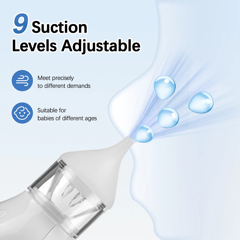 Baby Electric Nasal Aspirator Low Noise 9 Suction Levels Rechargeable Nose Sucker Cleaner Snot Booger Mucus Remover For Infant