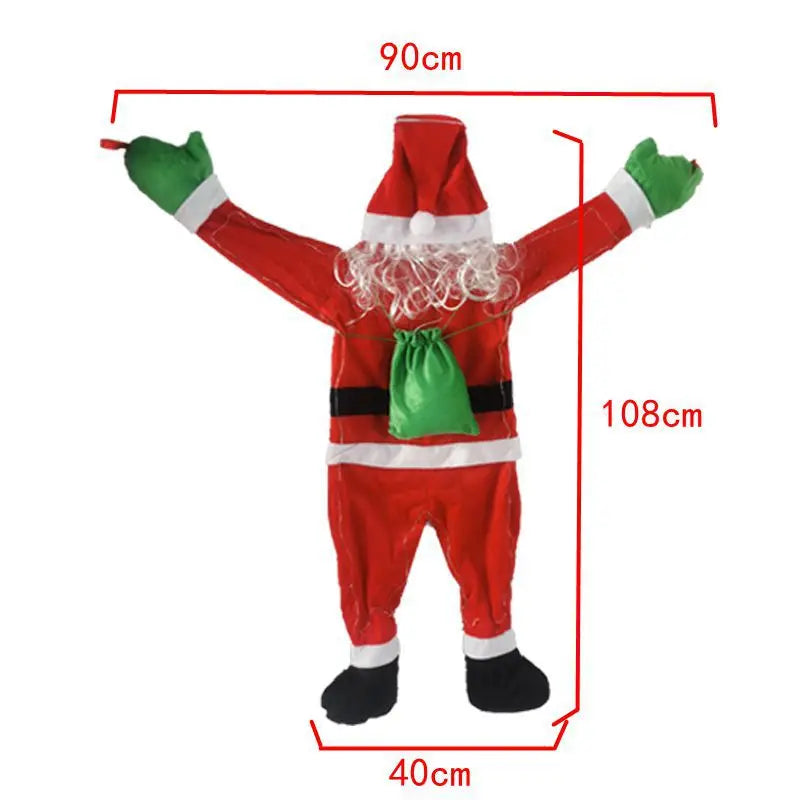 1.7M Shining Santa Claus Wall Climbing Christmas Velvet Santa Claus Hanging Window Hanger Decor WallDoor Xmas Outdoor Chimney De