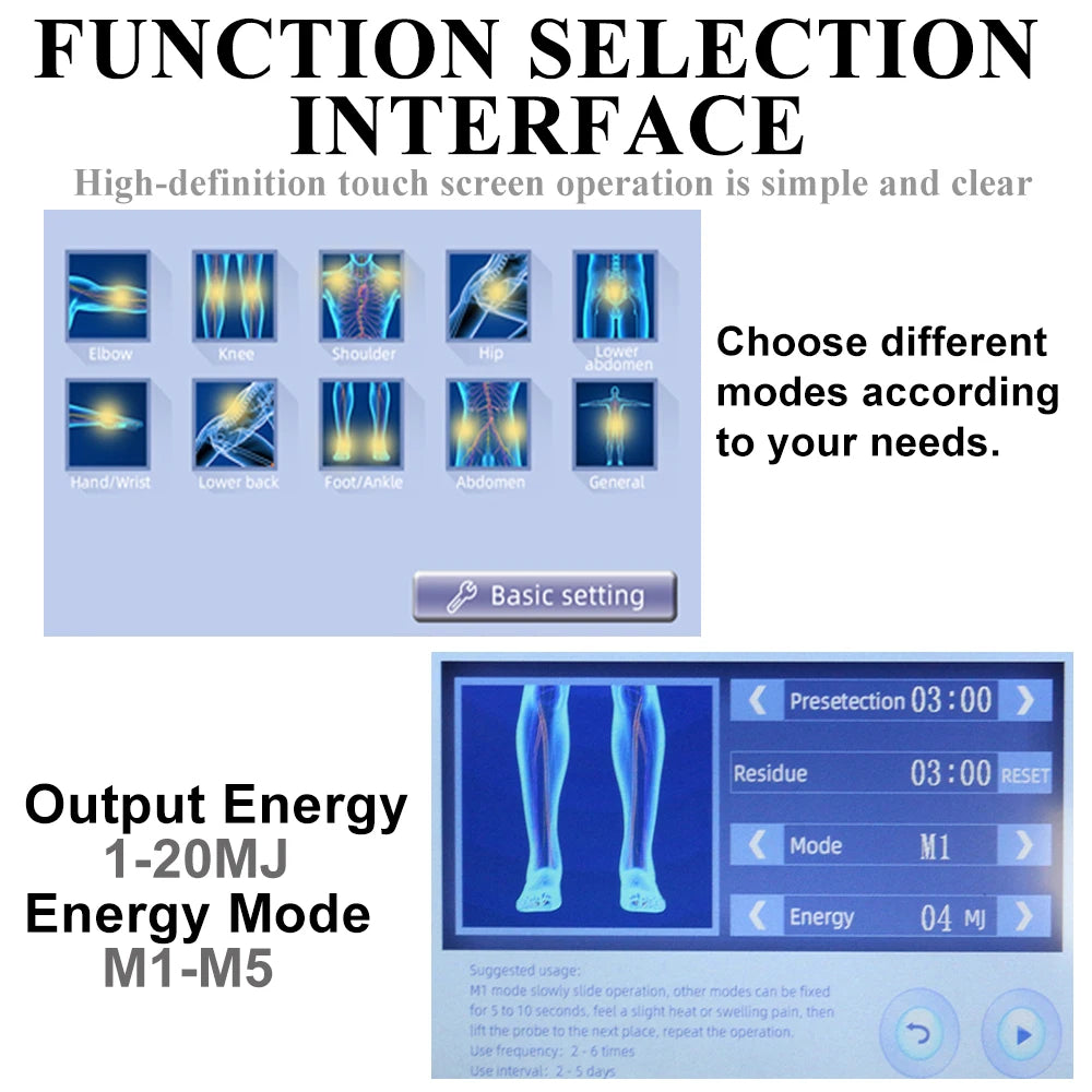 20MJ Professional Ultrasound Therapy Machine Body Muscle Massage Relaxation Pain Relief  Physiotherapy Ultrasonic Equipment