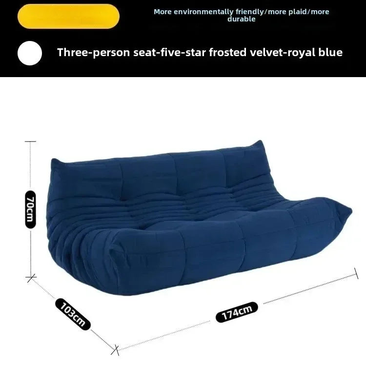 Fashion Freehand Space Original First Layer Cowhide Three-person Italian Minimalist Togo Caterpillar Lazy Sofa Lazy Sofa