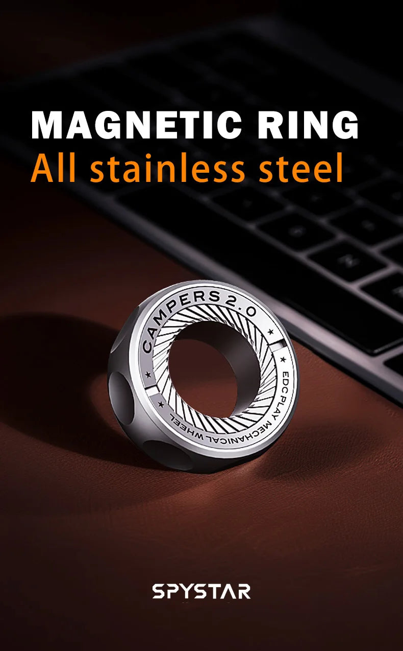 Magnetic Ring for Stress Relief Anti-Anxiety Fidget Toy Spinner Ring for Adults Cool Gadgets for Men Women, Birthday Gift Idea