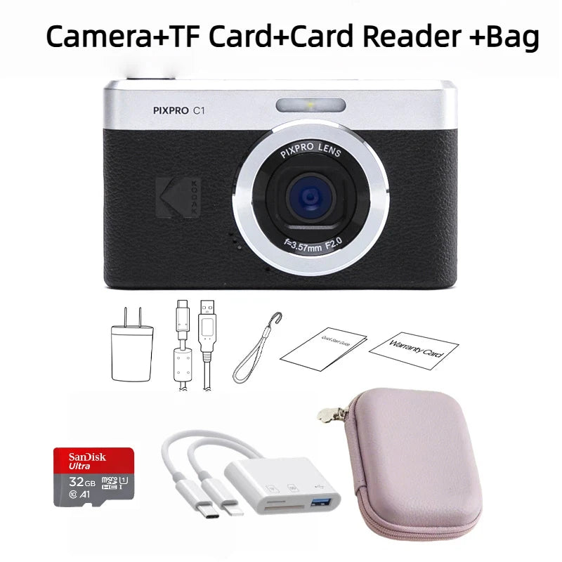 NEW KODAK PIXPRO C1 Digital Camera All-in-one 13MP Sensor, 26mm Fixed Focus Lens, and 180° Tilting LCD（Not Kodak PIXPRO FZ55）