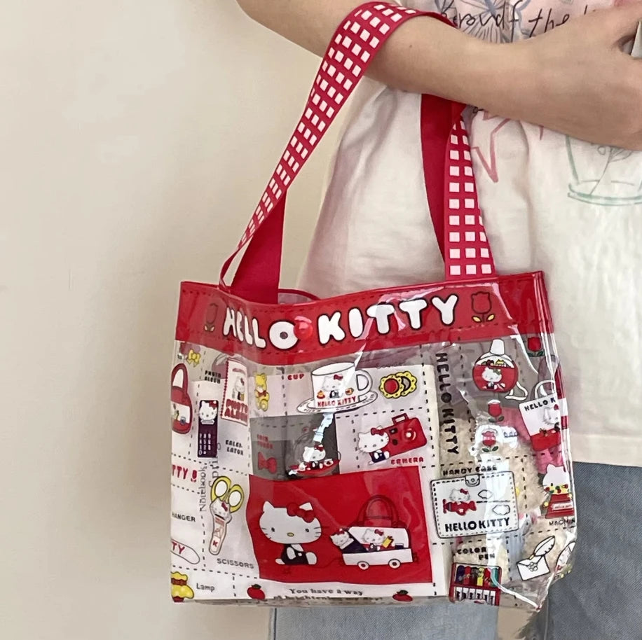 HelloKitty Girl Cat PVC Handbag Adorable Cute Clear Waterproof Large Capacity Swimming Bag