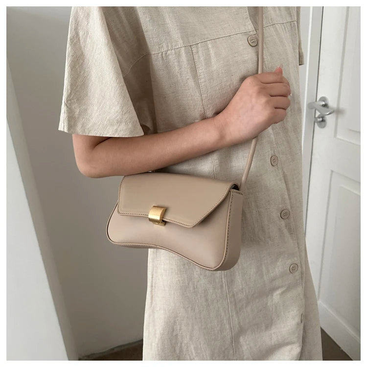Simple Metal Buckle Handbag MessengerBag, Stylish and Versatile Shoulder Underarm Bag, Chic Baguette Bags for Women Daily Use
